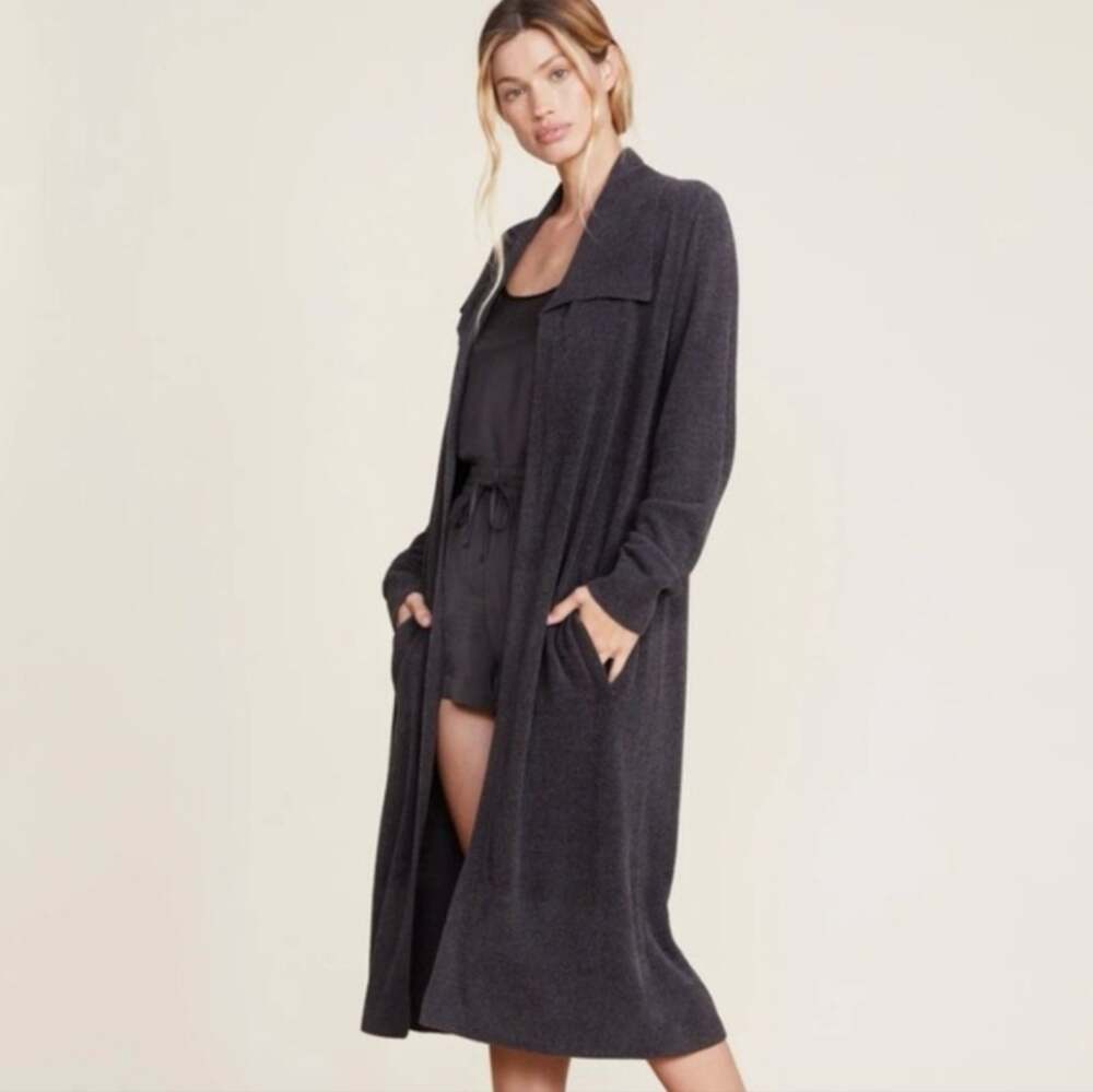 Barefoot Dreams CozyChic Ultra Lite Long Cardigan Duster Carbon Gray S NWT